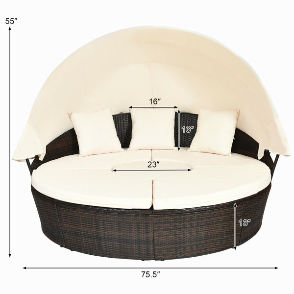 Gatun round patio daybed shop with cushions